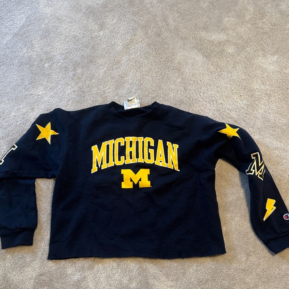 Champion Kids Navy Michigan Sweatshirt with Yellow Accents